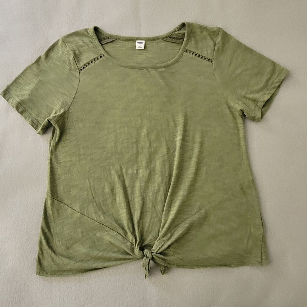 Old Navy Womens Green Round Neck Short Sleeve Knotted Pullover T Shirt Size M